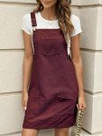 CUPSHE Women’s Corduroy Mini Fall Dress - Wine Red