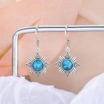 Boho Turquoise Sun Symbol Earrings in Sterling Silver