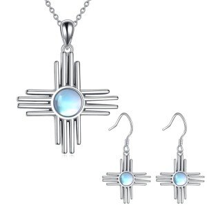 Zia Sun Symbol 925 Silver Moonstone Jewelry