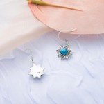 Boho Turquoise Sun Symbol Earrings in Sterling Silver