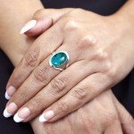Vintage 925 Silver Ring with Blue Chrysocolla Stone
