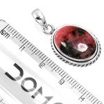 Natural Pink Rhodonite Sterling Silver Pendant Necklace