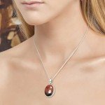 Natural Pink Rhodonite Sterling Silver Pendant Necklace