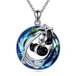 S925 Silver Panda Necklace with Blue Crystal