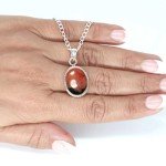 Natural Pink Rhodonite Sterling Silver Pendant Necklace