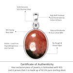 Natural Pink Rhodonite Sterling Silver Pendant Necklace