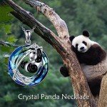 S925 Silver Panda Necklace with Blue Crystal