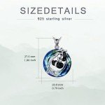 S925 Silver Panda Necklace with Blue Crystal