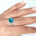 Blue Chrysocolla Sterling Silver Solitair Ring - Size 8.5