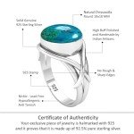 Blue Chrysocolla Sterling Silver Solitair Ring - Size 8.5