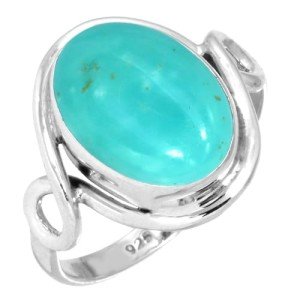 Sky Blue Smithsonite Silver Ring for Women