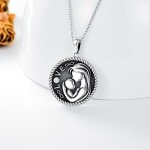 Sterling Silver Mother Necklace with Round Pendant