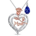 Heart Necklace with Sapphire - Perfect Mom Gift