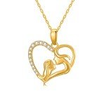 14K Gold Mom Necklace with Heart Pendant