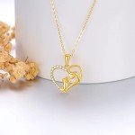 14K Gold Mom Necklace with Heart Pendant