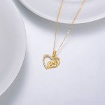 14K Gold Mom Necklace with Heart Pendant