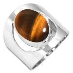Brown Tiger Eye 925 Silver Ring for Women