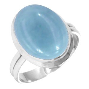 Blue Angelite Silver Ring for Women - Size 13