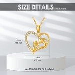 14K Gold Mom Necklace with Heart Pendant