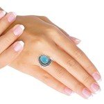 Vintage Blue Chalcedony Silver Ring for Women