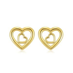 14K Gold Heart Stud Earrings for Women