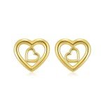 14K Gold Heart Stud Earrings for Women