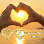 14K Gold Heart Stud Earrings for Women
