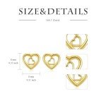 14K Gold Heart Stud Earrings for Women