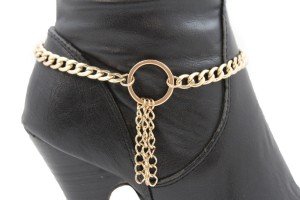Gold Metal Chain Boot Bracelet Anklet Charm