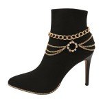 Gold Metal Boot Chain Bracelet with Shoe Charm