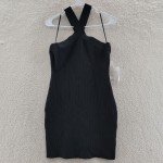 Aqua Black Sleeveless Halter Neck Sweater Dress