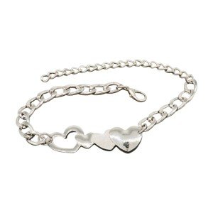 Silver Chain Link Boot Bracelet with Heart Charm