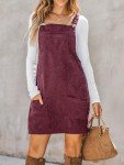 CUPSHE Women’s Corduroy Mini Fall Dress - Wine Red