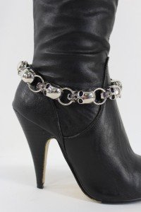 Silver Skull Charm Anklet Bracelet for Women