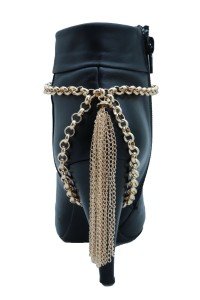 Gold Chain Boot Bracelet with Tassel Charm