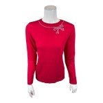 Isaac Mizrahi Deep Red Rhinestone Top for Women