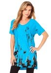 Plus Size Printed Slub Tunic for Women