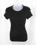 Black Scalloped Edge Cap Sleeve T-Shirt - Small