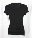 Black Scalloped Edge Cap Sleeve T-Shirt - Small