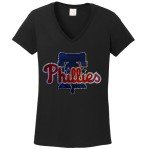 Women's Philadelphia Phillies Rhinestone V-Neck Tee