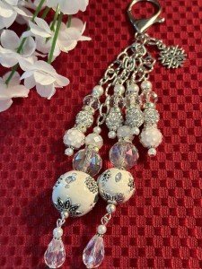 Boho Glass Bead Handbag Charm – Snowflake Design