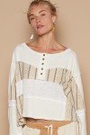 Cream Embroidered Hearts Women's Henley Top