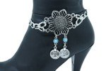 Silver Chain Boot Bracelet with Flower Charm