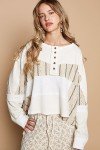 Cream Embroidered Hearts Women's Henley Top