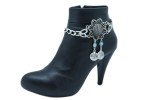 Silver Chain Boot Bracelet with Flower Charm