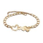 Gold Chain Links Boot Bracelet with Heart Charm