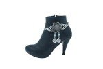 Silver Chain Boot Bracelet with Flower Charm