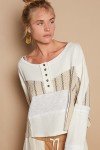 Cream Embroidered Hearts Women's Henley Top