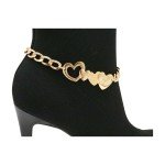 Gold Chain Links Boot Bracelet with Heart Charm