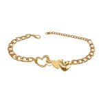 Gold Chain Links Boot Bracelet with Heart Charm